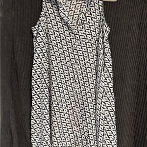 Alfani Navy and White Geometric Swing Dress